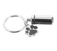PRETYZOOM Silver Cylindrical Paw Print Key Chain Ornament Lightweight Titanium Steel Ash Container Holder Simple Style Fresh and Natural Memorial Gift for Friends Who Have Lost Their Pets