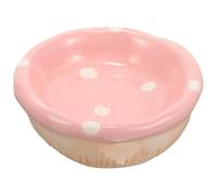 PRETYZOOM Small Animal Ceramic Food Bowl Hamster Feeding Dish Anti-Tip Design for Rabbit and Rat with Cute Mushroom Shape in Pink