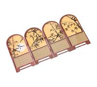 PRETYZOOM Small Chinese Style Mini Folding Screen Divider Bamboo Desktop Privacy Panel Decorative Countertop Screen Ornament Traditional Feng Shui Asian Room Divider 16.11X8.84X0.31"