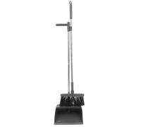PRETYZOOM Soft Broom and Dustpan Set for Home Office Kitchen Long Handle Standing Dustpan Teeth for Heavy Duty Cleaning for Garage Bathroom and Lobby Floor Sweeping