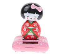 PRETYZOOM Solar Dancers Solar Dancing Toys Traditional Japanese Kimono Geisha Kokeshi Doll Ornament Figurine Car Dashboard Home Table Centerpiece Decoration Red Solar Dancing Doll