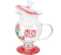 PRETYZOOM Spittoon Shaped Glass Mug with Cover Retro Style Funny Water Cup Party Gift for Coffee Tea Beverage Milk Use Practical Decorative Desktop Friendly