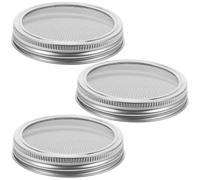 PRETYZOOM Sprouting Lids Stainless Steel 86mm for Wide Mouth Mason Jars 3pc with Easy Draining and Sifting Function for Sprouting Bean Sprouts and Alfalfa in House and Kitchen