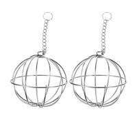 PRETYZOOM Stainless Steel Hanging Fat Ball Poultry Feeder Vegetable Treat Holder for Chickens Hens and Parrots 2Pcs