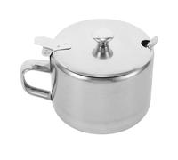 PRETYZOOM Stainless Steel Seasoning Pot Set with Spoon round Silver Condiment Jar Multi-use Storage for Sugar Salt Pepper with Lid Kitchen