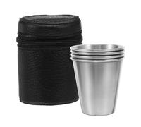 PRETYZOOM Stainless Steel Shot Cup Set of 4: Rustproof, Lightweight, Unbreakable with Cover for Outdoor Wine, Camping, Picnic, Party