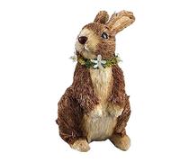 PRETYZOOM Straw Rabbit Figurine Easter Bunny Decor Lifelike Bunny Ornament for Home for Shopping Window Living Room Bedroom 15x14x21cm