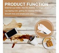 PRETYZOOM Table Cup Holder Clip on Desk Side Water Cup Holder with Extra Storage and Hole Design for Table Edge Organiser for Home and Office Use