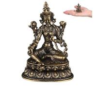 PRETYZOOM Tara Buddha Statue Small 2.19 Inch Retro Brass Buddhist Statuette for Home Office Temple Decor with Positive Energy Blessing