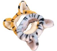 PRETYZOOM Tiger Ears Plush Hairband 2Pcs Wide Soft Stretch Headbands for Facial Beauty Spa and Makeup Women