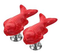 PRETYZOOM Toilet Flush Button Pushers 2Pcs Red Plastic Decorative Toilet Water Tank Press Tools for Bathroom Fixtures