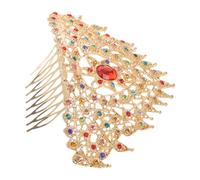 PRETYZOOM Traditional Chinese Wedding Hairpin Comb with Rhinestone Princess Crown Ethnic Thai Bride Tiara Headdress for Women Easy-apply Gold-colored Hair Accessory for Birthday Party and