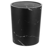 PRETYZOOM Trash Can and Bag Securing Ring Marble Pattern Large Capacity Black with Swing Lid Plastic Waste Bin Modern Elegant Design for Kitchen and Living Room