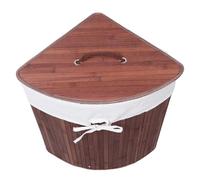 PRETYZOOM Triangle Space-saving Lid Basket with Removable Washable and Laundry Liner Brown Corner Storage for Bedroom Bathroom