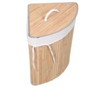 PRETYZOOM Triangular Laundry Basket with Lid Narrow Corner Storage Bin for Dirty Clothes Natural Colour Space-saving Design for Bathroom Bedroom Organisation