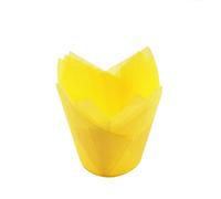 PRETYZOOM Tulip Cupcake Wrappers Yellow 50mm Baking Cups Greaseproof Paper Liners for Muffin Cases Party Baking Supplies 50 Pieces