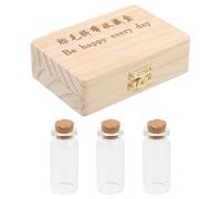 PRETYZOOM Umbilical Cord Preserving Box Wooden Keepsake Collection Case with Smooth Surface and 3 Glass Bottles for Newborn Hair and Teeth Storage Home Decoration