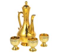 PRETYZOOM Vintage Buddhist Water Offering Bowl Set, Multipurpose Ps and Pp Material Sacrifice Cup with Engraved Auspicious Words, Golden Retro Worship Cup for Specially Designed Buddhist