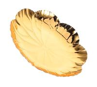 PRETYZOOM Vintage Dessert Plate Golden Lotus Leaf Shaped Iron Cake Serving Tray Multifunctional Elegant European Design for Hotels and Parties
