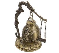 PRETYZOOM Vintage Dragon Pattern Alloy Chime Clock with Golden Bell for Desktop Craft and Home Decoration, Antique Feng Shui Strike Chime Ornament with Fine Craftsmanship