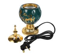 PRETYZOOM Vintage Electric Ceramic Incense Burner with Uk Plug Safe No Open Flame Aroma Stove for Home Decor Office Yoga Iron Ceramic Construction Arab Style Table Centerpiece