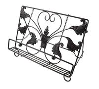 PRETYZOOM Vintage Iron Recipe Book Holder with Thick Chain Heart Design 32x19x24cm - Metal Kitchen Cookbook Stand for Counter and Desktop, Rustic Decorative Book Rack for Reading and Cooking