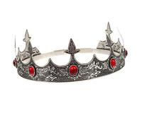 PRETYZOOM Vintage King Crown with Red Rhinestones for Men Cosplay Headpiece for Halloween Birthday Prom Party Decorations and Stage Performance