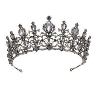 PRETYZOOM Vintage Rhinestone Wedding Crown Tiara, Baroque Crystal Headpiece for Bridal Halloween Prom Christmas (Black)