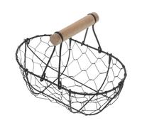 PRETYZOOM Vintage Rustic Iron Wire Egg Basket Storage Holder for Kitchen Multifunctional Fruit and Bread Organizer with Handle Metal Wire Rack for Home and Pantry Use