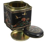 PRETYZOOM Vintage Wavy Wave Pattern Metal Candy Jar with Lid, Large 105x105x110mm Tinplate Tea Canister for Loose Tea Storage, Airtight Retro Food Container for Cookies and Snacks