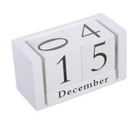 PRETYZOOM Vintage Wood Block Perpetual Desk Calendar Reusable Wooden Month and Day Display Blocks Interactive Retro Desktop Calendar for Daily Use and Home Office Decoration