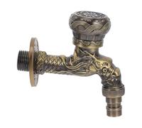 PRETYZOOM Vintage Zinc Alloy Material Dragon Faucet Wall Mounted with Antifreeze Function Golden Suitable for Rustic and Antique Style Settings Outdoor Garden Water Tap