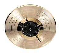 PRETYZOOM Vinyl Record Clock Silent High Precision Mechanism Vintage Artistic Retro-inspired Wall Hanging Clock in Golden Abs Material for Bedroom and Conference Room Music Lovers