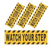 PRETYZOOM Watch Your Step and Wear Resistant PVC Material 4pcs Yellow Floor Safety Signs with Self Adhesive Backing Anti Warning Stickers for Floors and Malls