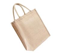 PRETYZOOM Waterproof Jute Shopping Pouch Tote Bag with Laminated Burlap Material, Vertical Handheld Linen Handbag 26x27x10cm, Sturdy Reusable Organizing Bag for Travel and Grocery
