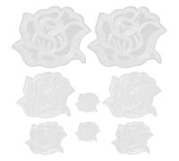 PRETYZOOM Wear-Resistant Iron-On Rose Flower Patches 8Pcs Set, Black and White Embroidered Appliques Hot Melt Adhesive for Coats, T-Shirts, and DIY Repairs