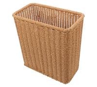 PRETYZOOM Wicker Waste Basket, Small Woven Trash Can Slim Rectangular Decorative Garbage Bin Laundry Hamper for Kitchen Bedroom Bathroom Office Home