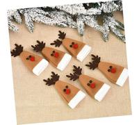 PRETYZOOM Wine Bottle Cover Wine Bottle Decoration Cap Deer Shape Flannelette Christmas 6pcs Khaki Washable and Practical for Home and Party