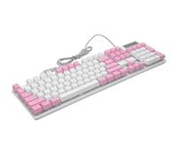 PRETYZOOM Wired Pink Gaming Keyboard 104 Keys with High Performance and Backlit Effect Abs Mechanical Feel Suspended Keycaps and Folding Support for Computer Game Hardware