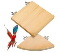 PRETYZOOM Wooden Bird Cage Perches Set and with 2 Pcs Fan-shaped and Square Flat Platforms for, Natural Wood Parrot Stand Poles Cage Accessories Indoor Small Birds, Parakeet Playground