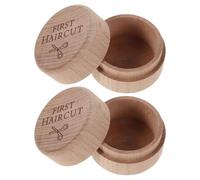 PRETYZOOM Wooden Hair Keepsake Box with Secure Lid 2pcs Memory Storage Boxes Wood Material for Preserving Precious Hair and Memories for Nursery
