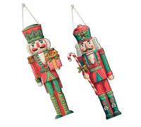 PRETYZOOM Wooden Nutcracker Soldier Door Pendant Christmas Decoration Bright Handcrafted Walnut Soldier Ornament for Porch Wall Hanging Holiday Home Festive Display