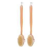 PRETYZOOM Wooden Pet Bath Brush 2Pcs Pig Bristles and Extended Handle, Detachable Thick Lanyard for Dog and Cat Grooming, Suitable for Indoor and Outdoor Bathing