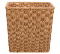PRETYZOOM Woven Trash Can Rattan Waste Basket Slim Rectangular Wicker Garbage Waste Bin Vintage Trash Container for Bedroom Bathroom Office Kitchen