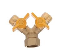 PRETYZOOM Y-Shaped Brass Gas Hose Thread Manifold Valve with Three Way Flat Handle Heavy Duty Construction and Leak Prevention for Gas Pipe in Compact Kitchen Spaces