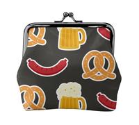 Pretzel and Beer, PU Leather Coin Purse, Small Wallets, Change Pouch with Kiss Lock Clasp Buckle, Change Purse