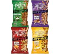 Pretzel Pete Gourmet Pretzel Variety Pack - Smokey Bacon Cheddar, Cinnamon Brown Sugar, Honey Mustard & Onion, Jalapeno - 160g Each