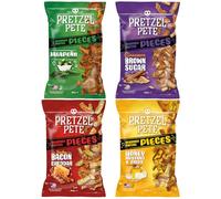 Pretzel Pete Gourmet Pretzel Variety Pack - Smokey Bacon Cheddar, Cinnamon Brown Sugar, Honey Mustard & Onion, Jalapeno - 160g Each