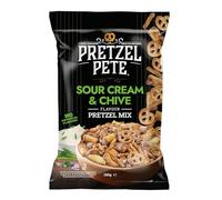 Pretzel Pete Sour Cream Chive (8 x 160 g), Salty Pretzels with Sour Cream Chive Flavour, Crispy Pretzel Snack from the USA