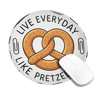 Pretzel Small Mouse Pad, Playful Casual Pen Paperclip None Brown Round Rubber Non Slip Aesthetic Mousepads for Desk Desk Decor for Office Home Dorm Laptop Round 8x8 Inch